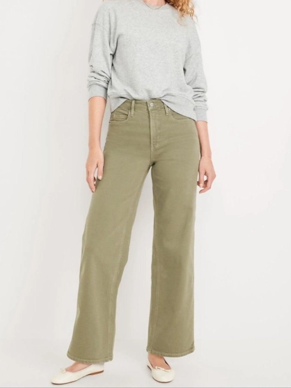 Old Navy Women's Extra High-Rise Wide Leg Jeans in Olive Green Size 2 NWOT